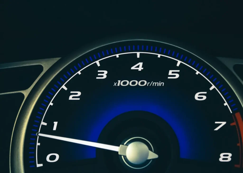 Car speedometer dial, representing website speed and Core Web Vitals