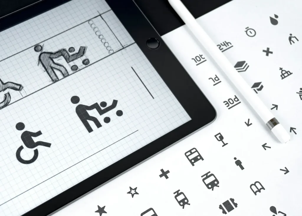 Tablet showing accessibility icons, representing accessible website design